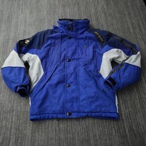 Descente Jacket Men Ski Vintage Blue White Dermizax Nylon Goggle Pocket Medium